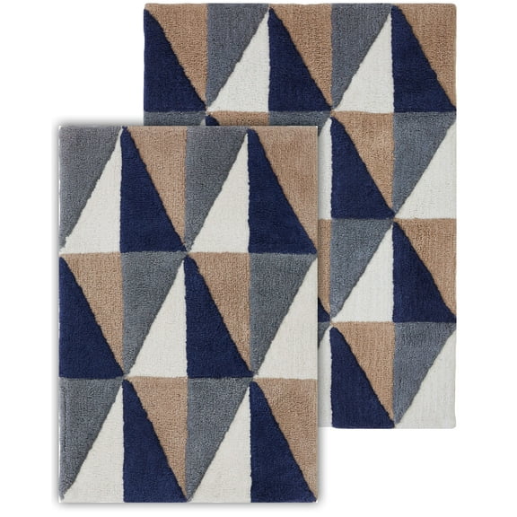 Chesapeake  Angle 2pc Bath Set (24"x40" & 21"x34") Blue Sienna