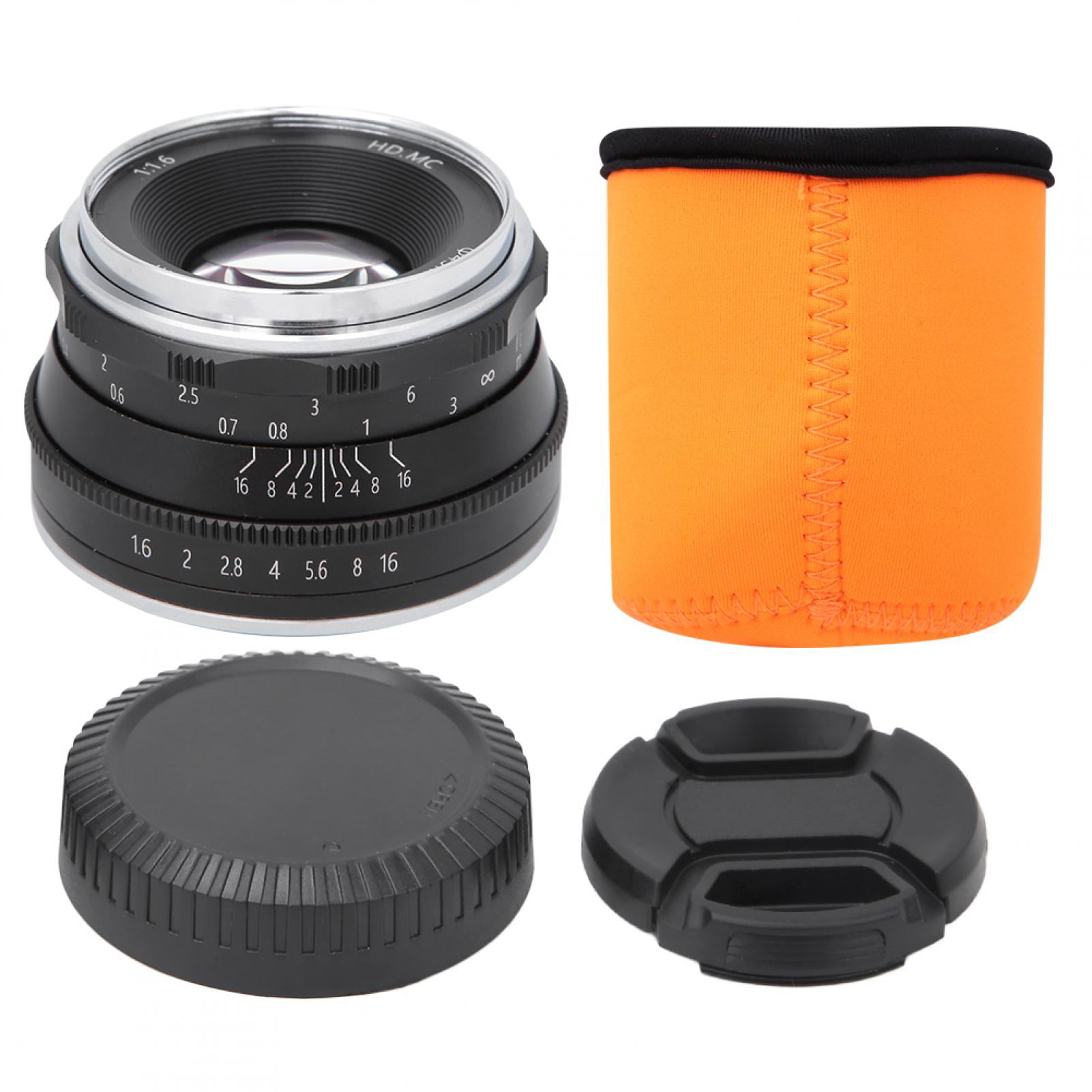 Mirrorless Camera Lens for Fujifilm XT3 XT100 XT20,35mm F1.6 Manual Focusing Multilayer Film Coating Camera FX Mount Lens with Storage Bag Silver