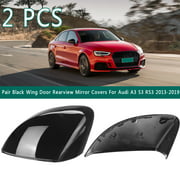 Pair Black Wing Door Rearview Mirror Cover For Audi A3 S3 RS3 2013-2019