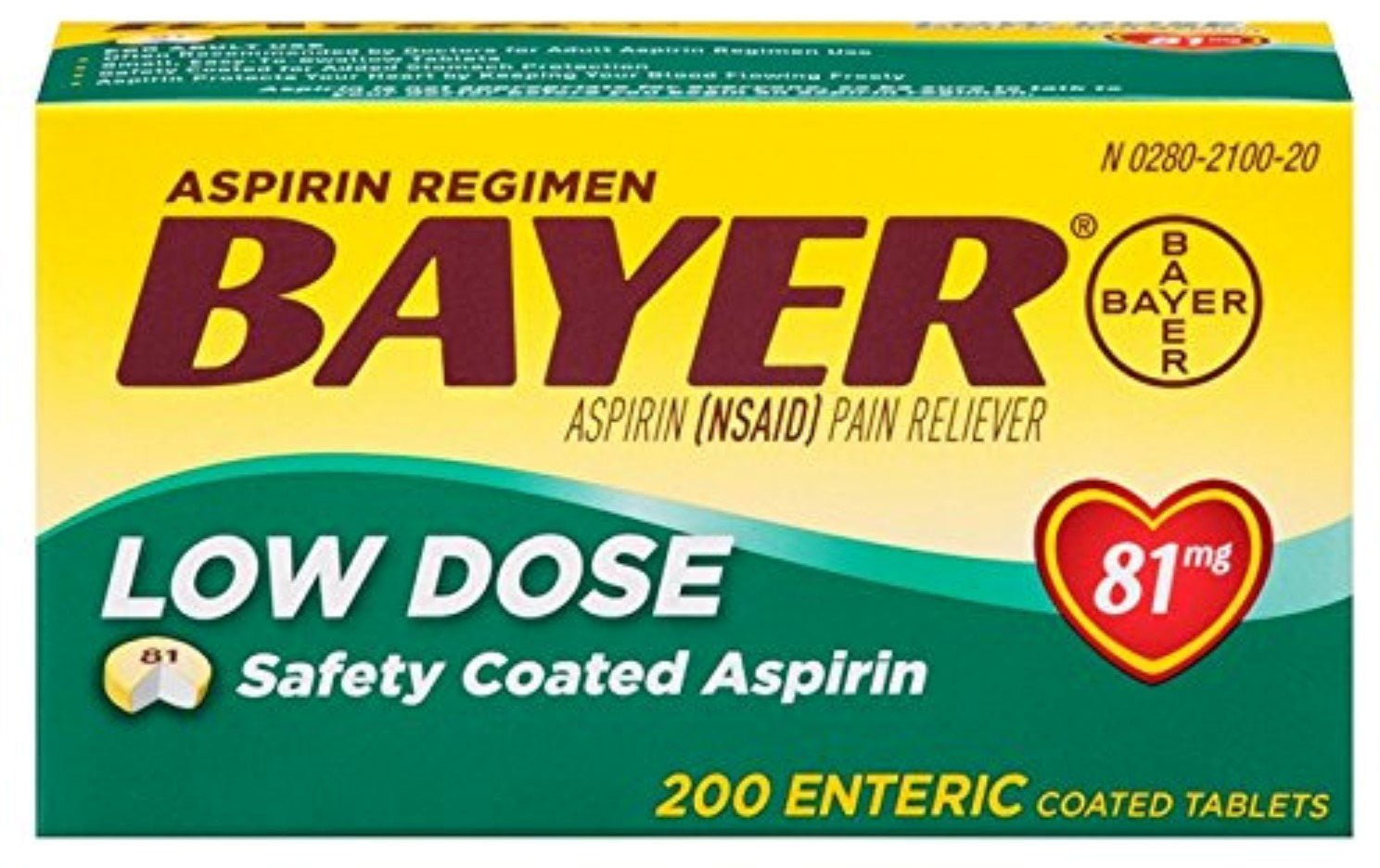 Bayer Low Dose 81 mg Safety Coated Aspirin Tablets 200 ea