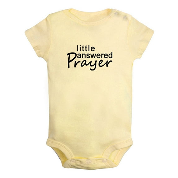 Little Answered Prayer Funny Rompers For Babies, Newborn Baby Unisex Bodysuits, Infant Jumpsuits, Toddler 0-12 Months Kids One-Piece Oufits (Yellow, 18-24 Months)
