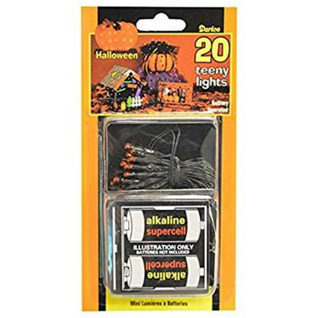 Darice BT20-5 Battery Operated 20-Light Teeny Halloween Orange Colored Light Set with Black Wire