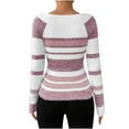 thumbnail image 7 of Ounisa Women's off Shoulder Striped Knit Scoop Neck Sweater Color Block Pullover Long Sleeve Cute Trendy Cozy Sweaters, 7 of 7