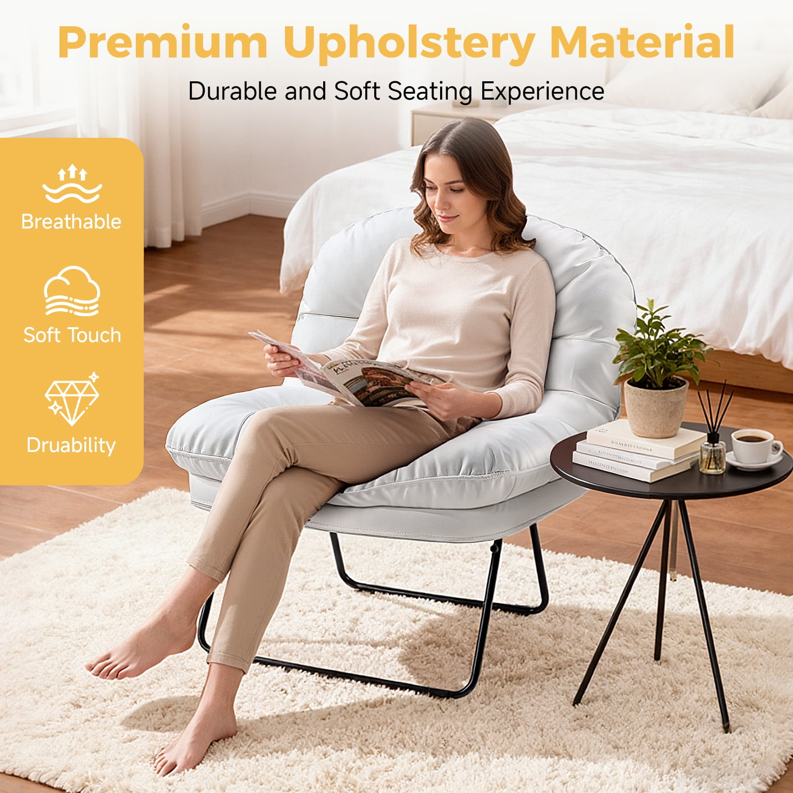 Gianna Foldable Living Room Chair, Portable Multi-Functional Floor Chair for Gaming, Reading, Lounging & Meditation, Ideal for Living Rooms, Bedrooms & Camping