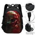 thumbnail image 3 of Pofeuu Red Dark Skull Abstract Print Storage Laptop Backpack with USB Charging Port[Water Resistant] College Computer Bookbag Fits, 3 of 7