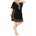 thumbnail image 2 of HAPPY BAY Women's Short Sleeve Beachwear Summer Casual Bikini Cover-Up Vacation Mini Cover Ups for Swimwear Women Dress 2X-3X Black, Embroidery, 2 of 4