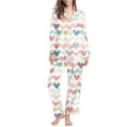 thumbnail image 4 of Tnhcen Valentine's Day Pajamas Women's 2-Piece Set, Heart Print Long Sleeve Button Front Top & Elastic Waist Sleep Pants with Pocket Plus Size S-2XL Holiday Sleepwear Gift, 4 of 8