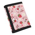thumbnail image 2 of Chririnla Cartoon Axolotl & Strawberry Print Trifold Coin Wallet, Polyester Coin Bag for Sports, Compact Slim Trifold Coin Purse Wallet, 2 of 6
