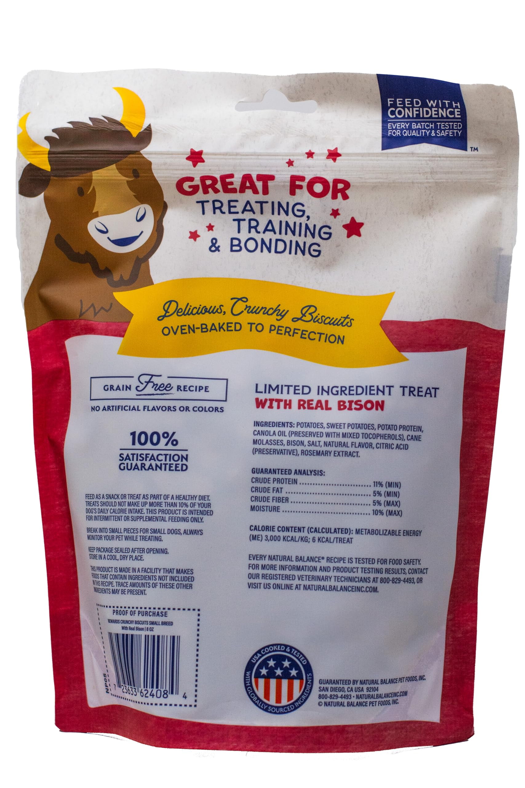 Natural Balance Small Breed Dog Training Treats Variety Pack, Grain Free Duck, Bison & Chicken Biscuits, 8 oz Each (3 Pack) + Rope Toy & MerlinsMart Zine
