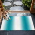 thumbnail image 4 of 2x3 Door Mat Rug, Teal White Ombre Non-Skid Rubber Backing Large Rectangle Rugs - Living Room Bedroom Home Office, Modern Abstract Art Farmhouse Gradient Indoor Floor Mat Carpets Washable Rug, 4 of 9