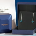 thumbnail image 5 of Gem Stone King 14K Yellow Gold London Blue Topaz and Lab Grown Diamond Dangle Earrings for Women | 3.02 Cttw | Gemstone November Birthstone | Round 6.5MM, 5 of 6