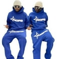 thumbnail image 5 of Traje de sudadera con estampado de letras de hip-hop de American High Street para hombre, traje de sudadera con capucha y pantalón de chándal moderno y versátil, 5 of 5