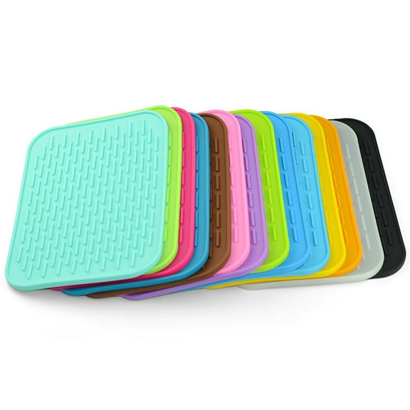Silicone Table Mat Non-slip Heat Insulation Hot Pad Coaster Cushion Placemat Pot Holder Dish Drying Mat (Pink)