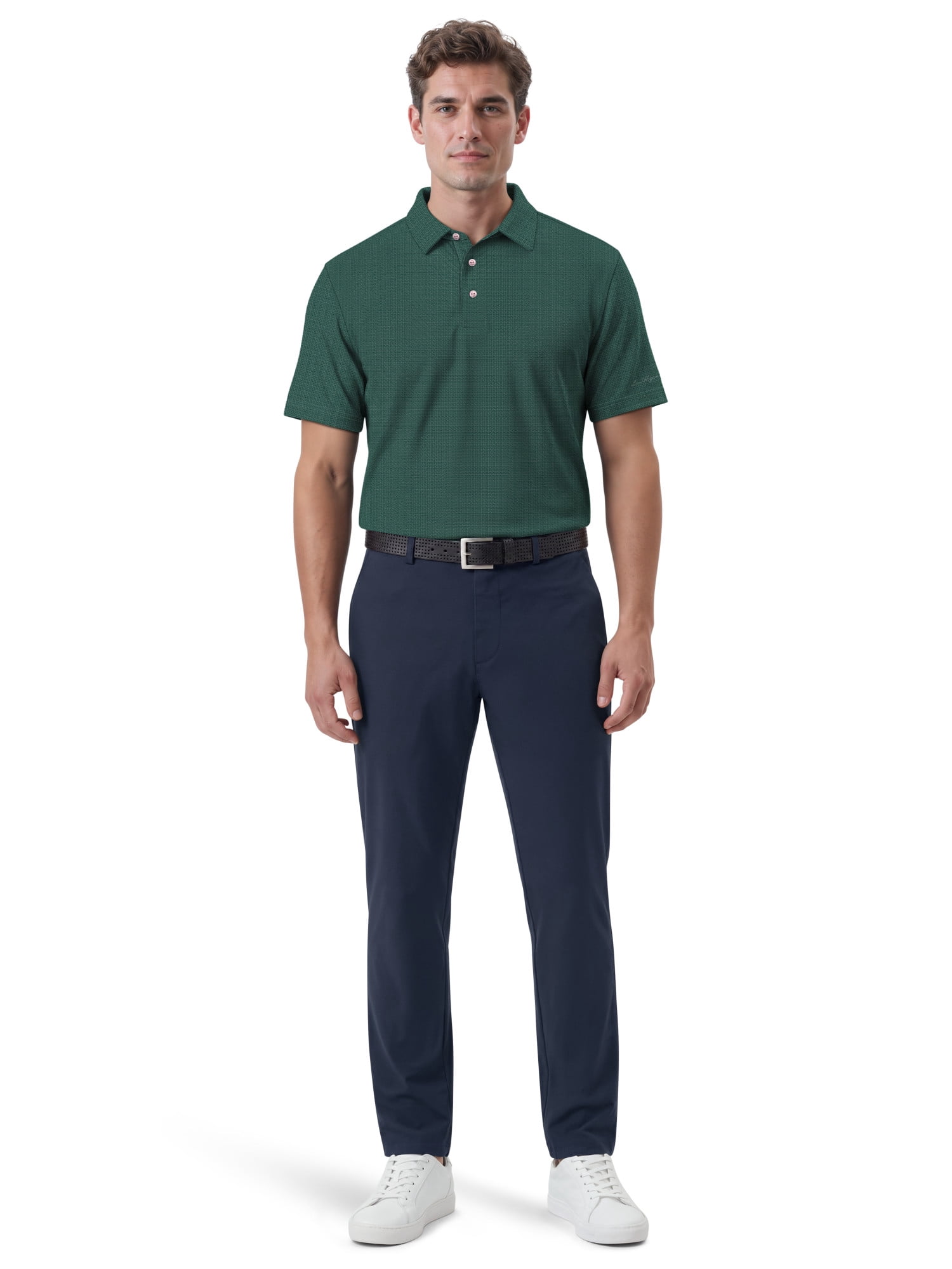 Ben Hogan Performance Men's & Big Men's Two-Color Jacquard Pattern Short Sleeve Golf Polo Shirt, Sizes S-4XLT