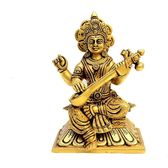 brass Maa saraswati 6" idol for temple/ gift item/ home decor