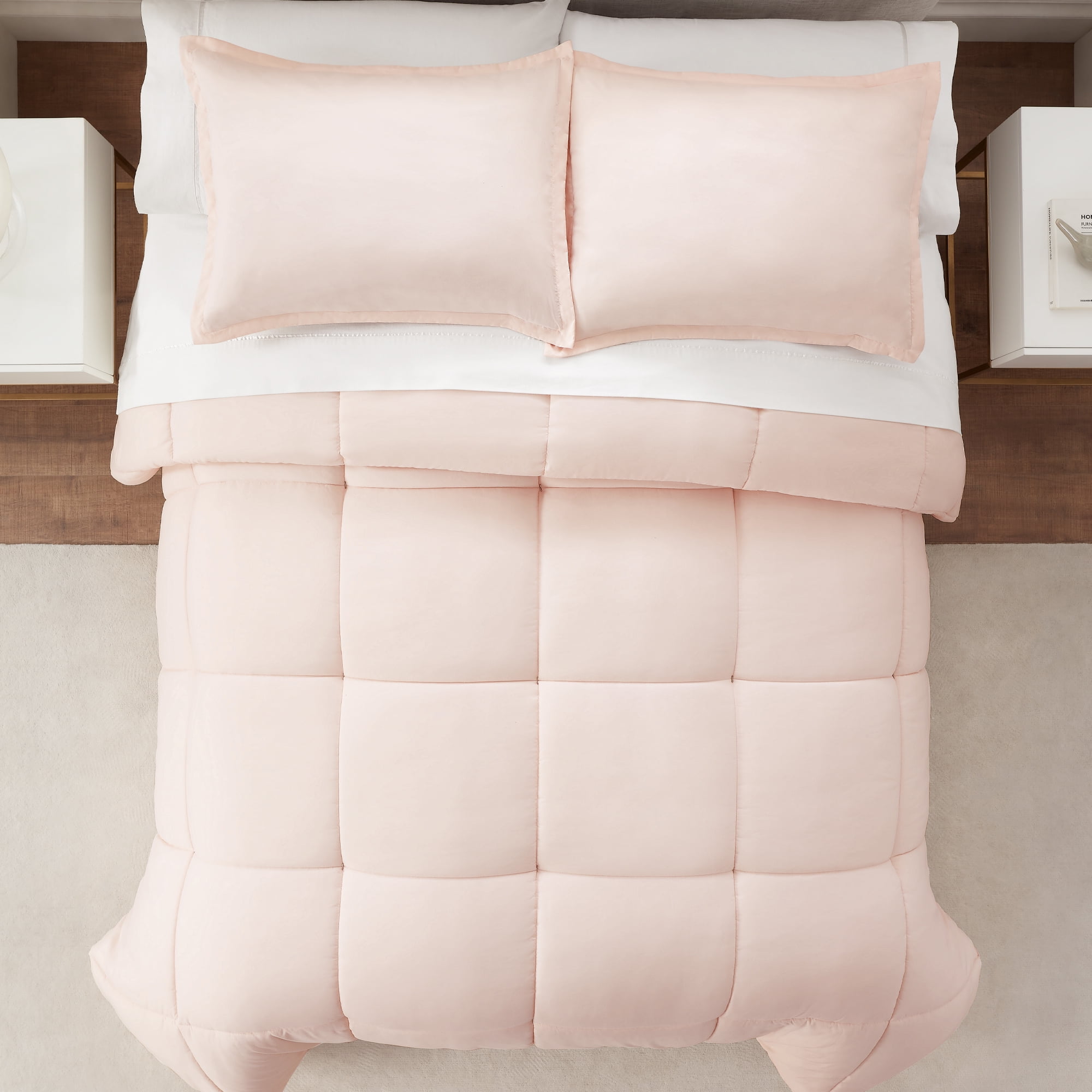 Serta Simply 3-Piece Clean Antimicrobial Blush Pink Comforter Set, King