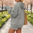 thumbnail image 4 of Ounisa Women Polka Dot Hoodie Oversized Fleece Hooded Sweatshirt Long Sleeve Drop Shoulder Graphic Print Hoodies with Pocket, 4 of 4