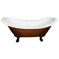Cambridge Plumbing DES-NH-ORB-CB 71 x 30 in. Cast Iron Double Ended Slipper Tub with 7 in. Deck Mount Faucet Drillings & Oil Rubbed Bronze Feet