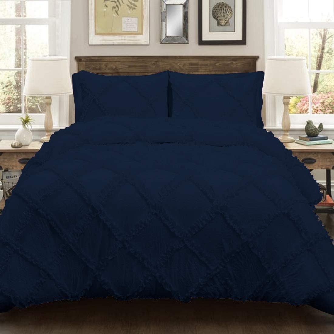 Duvet Cover Navy Blue Solid 100% Egyptian Cotton 800 TC Luxury 3