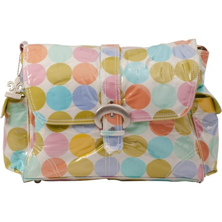 Kalencom Messenger Buckle Diaper Bag, Disco Dots, Cream