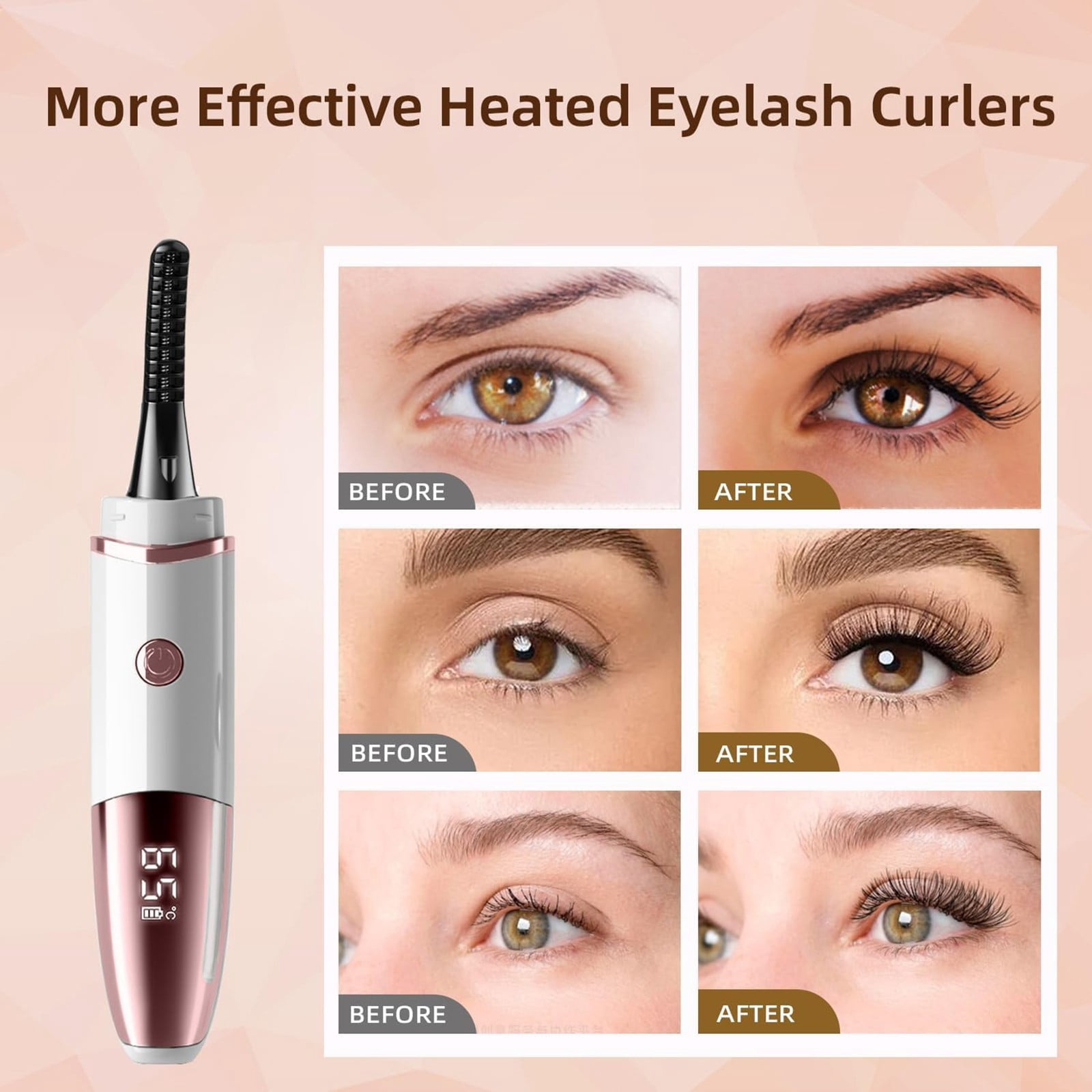 Portable Heated Eyelash Curler with Type-C Charging Cable, 1 Pcheated Eyelash Curlers Fast Heat up Within 10S 24 Hours Long Lasting Rechargeable Electric Eyelash Curler with Type C Makeup Organizers