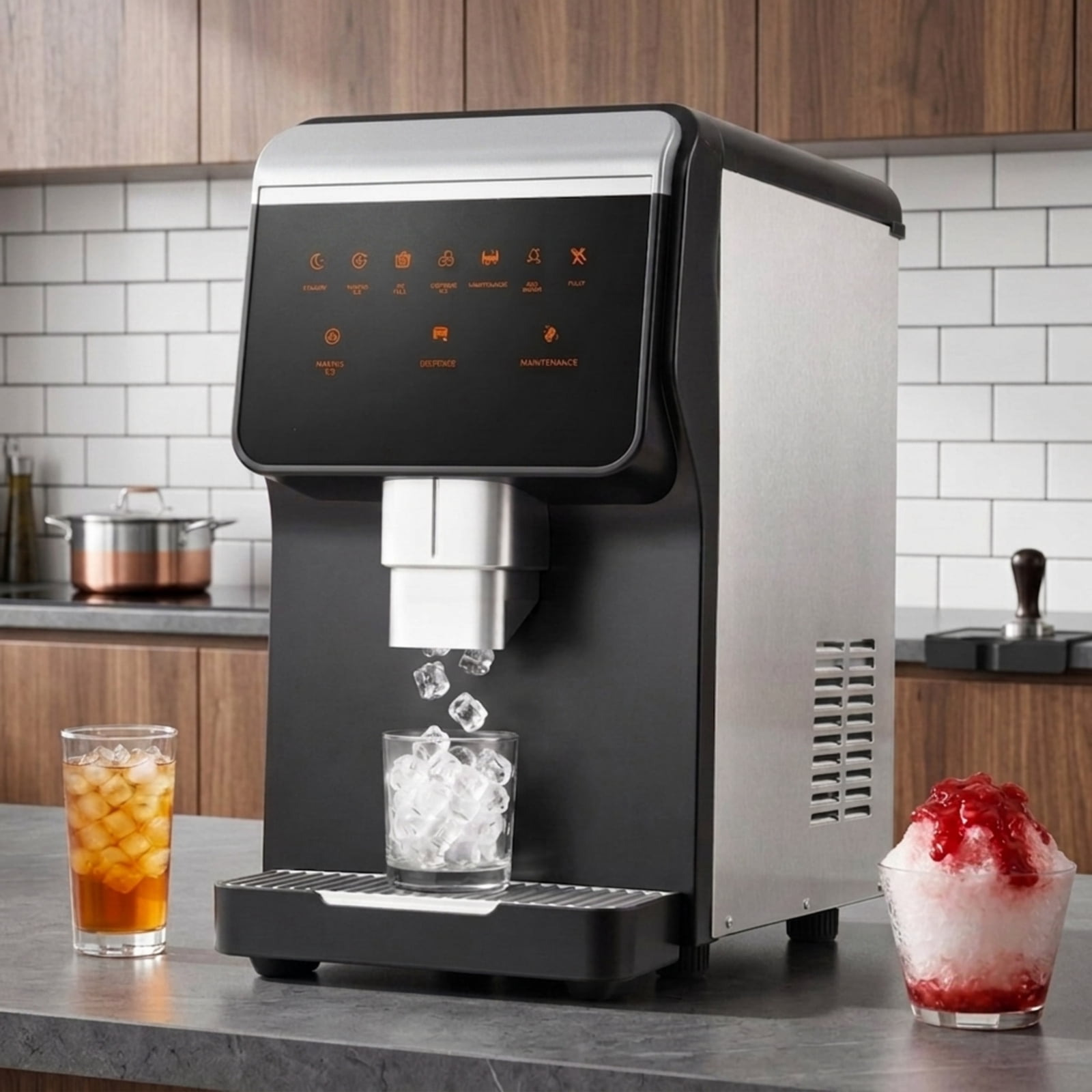 RUIE Nugget Ice Maker with Self Dispensing 80 lbs/24H, Countertop Chewable Pellet Ice Machine for Home Kitchen Bar Office, Soft Sonic Ice Maker