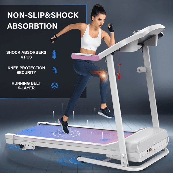 Ambifirner Quiet Foldable Treadmill - 2.5HP Brushless Motor, 3-Level Incline, Space Saving for Small Homes