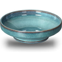 Ceramic Fruit Bowl for Kitchen Counter,Decorative Pedestal Bowl for Table Countertop,Large Footed Serving Bowl,10.2 Inch (Blue)