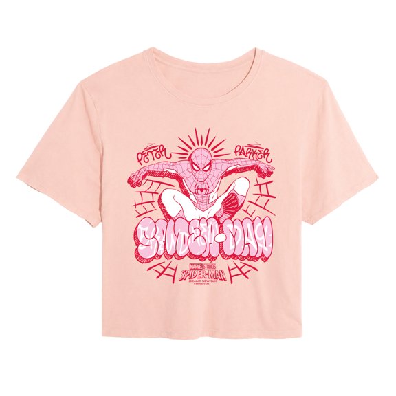 Spider-Man - Femme Street- Juniors Cropped Graphic T-Shirt Cropped Graphic T-Shirt