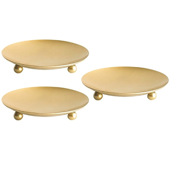 MERRYHAPY Black Flat Candle Plate Iron Holder Decorative Tray for Home Family Picnic Set of 3