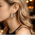 thumbnail image 4 of Small Chunky Hoop Earrings for Women, 18K Gold Plated Thick Lightweight Everyday Fashion Earrings with Silver Tone Post, 4 of 5