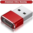 thumbnail image 5 of USB to USB C Adapter 3-Pack, Type C Female to A Male Charging Cable Converter Red, 5 of 5