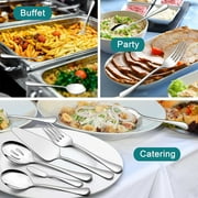 Vesteel 45 Pieces Silverware Set with Serving Utensils, Stainless Steel Modern Flatware Cutlery Set for 8, Eating Utensils Tableware Include Forks Knives Spoons, Mirror Polished & Dishwasher Safe