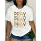 thumbnail image 1 of Summer women's front print short-sleeved T-shirt top comfortable breathable fabric casual sports style prayer, 1 of 7