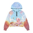 thumbnail image 4 of Xoenoiee Axolotl Camping Maple Leaves Print Girls Half Zip Sweatshirt Thanksgiving Long Sleeve Pullover Crop Tops Kids Lightweight Fleece Hoodie Winter Clothes, Size 5-6 Years, 4 of 7