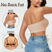 Strapless Bra for Women Non-Slip Silicone Wireless Bandeau Bras Seamless pads Bralette Tube Top Bra,Clear Bra Straps Included