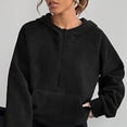 thumbnail image 3 of Turilly Womens Sherpa Pullovers Women's Loose Colored Fuzzy Fleece Half-Zip Hooded Raglan Long-Sleeved Sweatshirt, 3 of 4