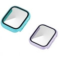 thumbnail image 1 of 2 Pack PC Case with Tempered Glass Screen Protector Compatible with Apple Watch Series 6 SE Series 5 Series 4 44mm,Protective Cover for iWatch original blue and original light purple, 1 of 5