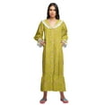 thumbnail image 3 of Moomaya Printed V-Neck Sleepwear Cotton Ruffled Border WoMen's Maxi Nightdress, 3 of 5