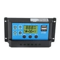thumbnail image 1 of Controlador de carga solar de 30 A, regulador inteligente de batería de panel solar con puerto USB dual y pantalla digital., 1 of 14