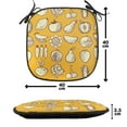 thumbnail image 4 of Food Chair Seating Cushion, Repetitive Pattern with Outline Fruits and Vegetables, Soft Seat Pads for Office with Anti-slip Backing, 16"x16", Pale Orange Pale Yellow, by Ambesonne, 4 of 6