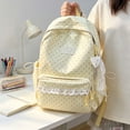 thumbnail image 4 of Polka Dot Backpack for Women, 16.93X11.81X5.91 inch Lace Decor Kawaii Backpack, Cute Casual Daypack, Drawstring Side Pocket Bookbag, Bow Charm Rucksack for Travel Daily Outdoor Walking Use, 4 of 6