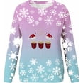 thumbnail image 3 of Uootdi Christmas Sweatshirts for Women Gift Christmas Trees Snowflake Snowman Reindeer Sequined Print Blouse Long Sleeve T Shi rts for Women, 3 of 5