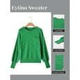 thumbnail image 4 of Eytino Sweater for Women Casual Crewneck Long Sleeve Sweaters Checkered Knit Pullover Tops Fall Sweater Dark Green Size L, 4 of 8