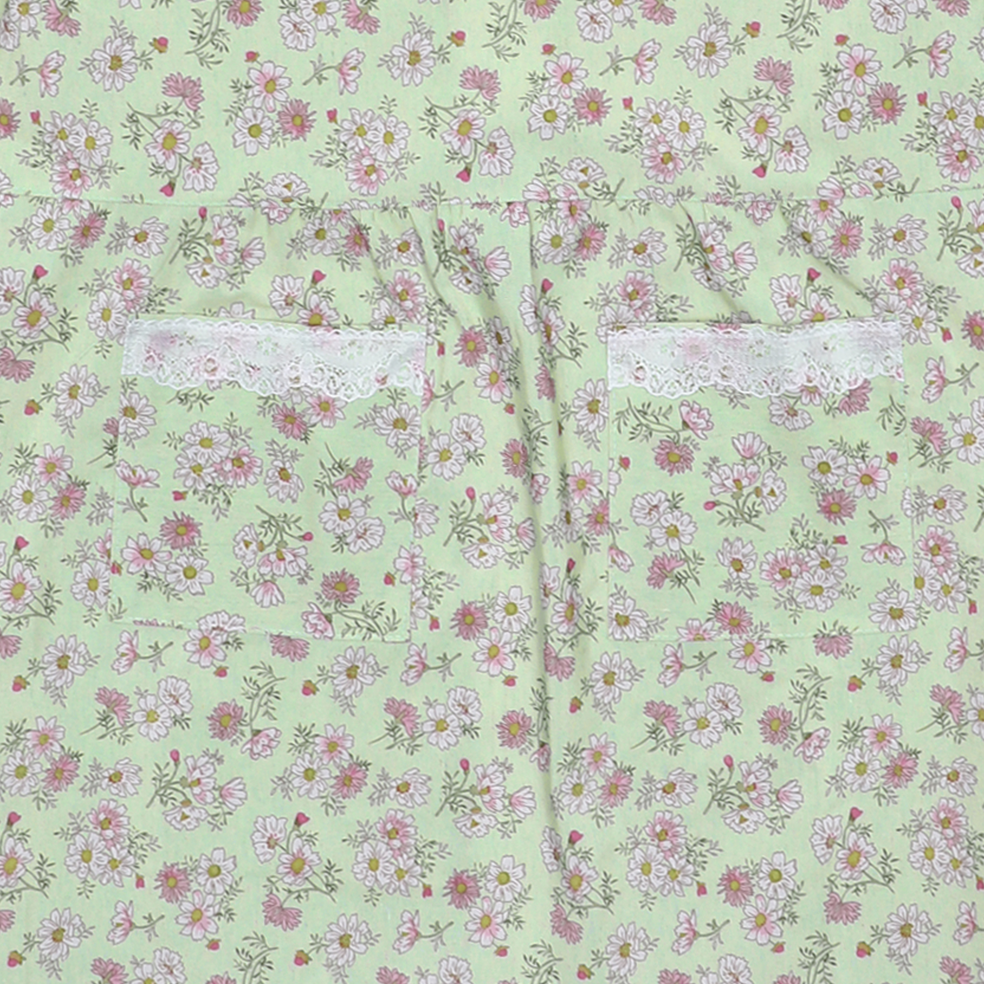 Unique Bargains Floral Kitchen Apron with Pockets Canvas Apron for Cooking Baking Green