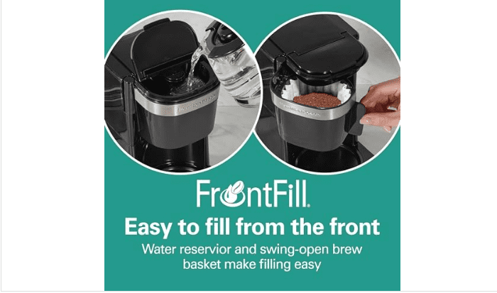Hamilton Beach 5 Cup Drip Coffee Maker with Easy FrontFill Basket, Compact Design, Works with Smart Plugs, Glass Carafe, Auto Pause