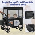 thumbnail image 3 of Vipsafe Foldable Wagon Stroller for 2 Kids, Multifunctional Baby Stroller with Detachable Canopy, Adjustable Handlebars, Easy Storage for Toddlers, 3 of 11