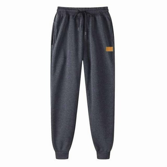 Sweatpants for Men Elastic Waist Solid Cuffed Joggers with Pockets Dark Gray L