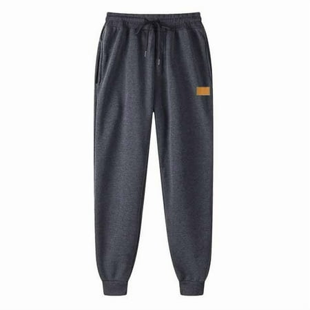 Afuyipoi Mens Sweatpants Solid Casual Drawstring Elastic Cuff Jogger Pants Dark Gray M/34