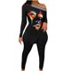 thumbnail image 2 of Puntoco Traje de top dividido con dobladillo de manga larga y hombros estampados a la moda para mujer Puntoco Puntoco-6674, 2 of 6